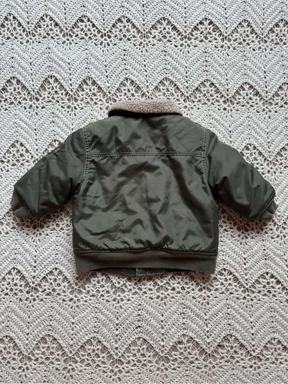 Vintage Gymboree 2006 Olive Green Aviator Pilot Jacket Sherpa Size 18-24 mos